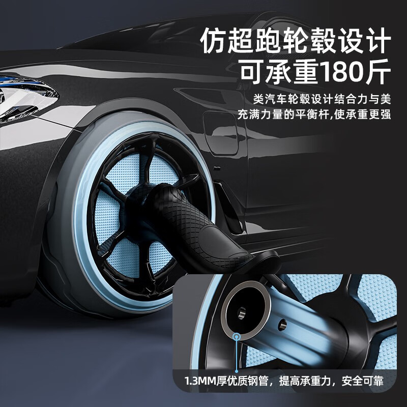 PROIRON automatic rebound abdominal wheel for men and women, home fitness equipment, silent roller to tear the abdominal muscle vest line, recommended by the store manager, equipped with non-slip kneeling pads, peacock blue, self-rebound