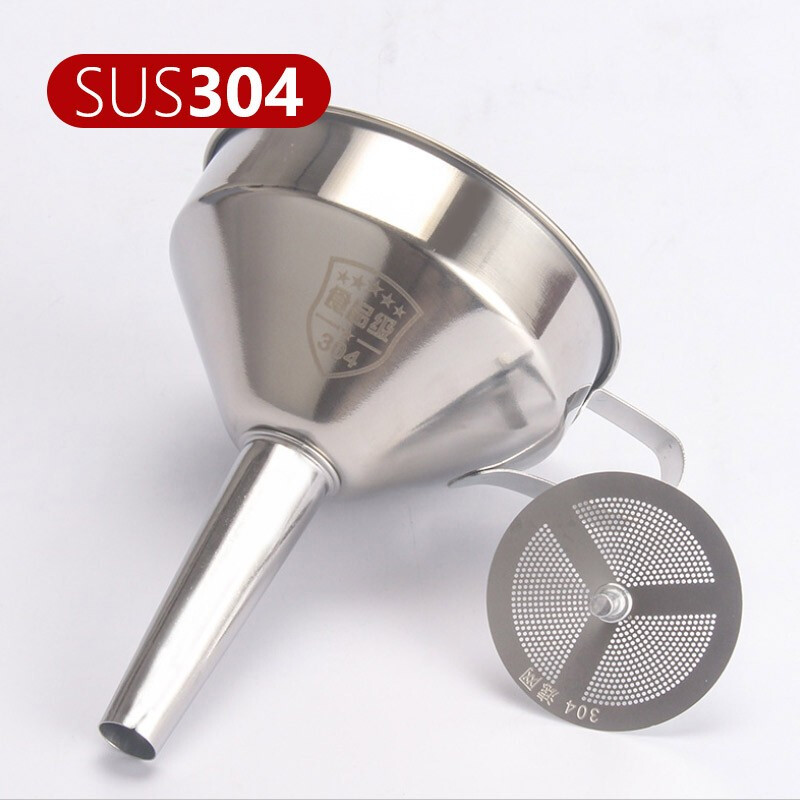 Quanshi 304 detachable stainless steel funnel with filter, large, medium and small size conical funnel, wine and oil leakage kitchen tool