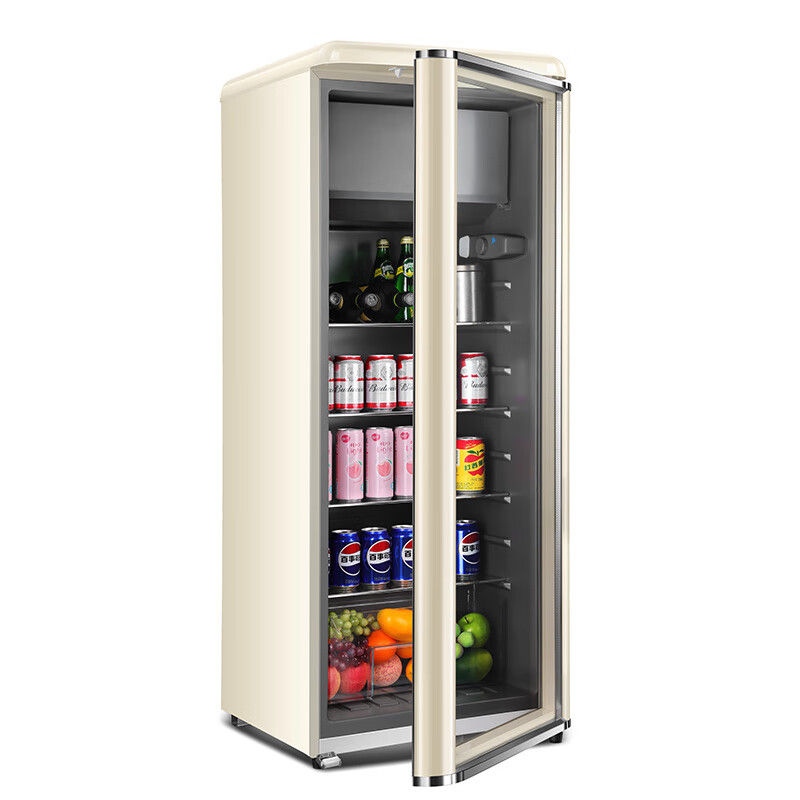Royalstar Ice Bar Refrigerator European Style Constant Temperature Red Wine Cabinet Hotel Home Living Room Refrigerator Mini Small Single Door Office Fresh Display Sample Tea Beverage Cabinet Retro Style 238L Milky White + Refrigerated + Freeze