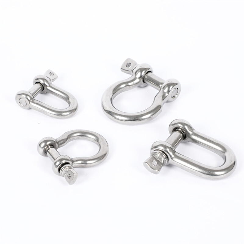 Duzun 304 316 stainless steel shackle marine Japanese D-shaped U-shaped horseshoe bow arc-shaped inner hexagon round head safety shackle widened M8 (304)