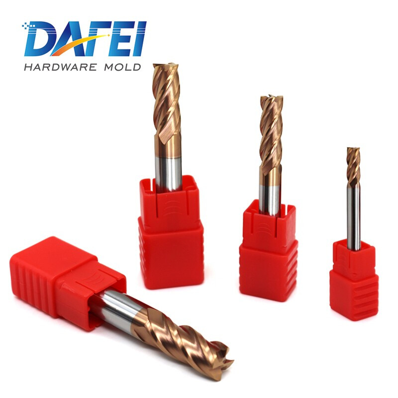 DAFEI55 degree tungsten steel milling cutter 4-edge coated flat bottom end mill gong cutter extended CNC CNC tool carbide 6.0*6*15*50