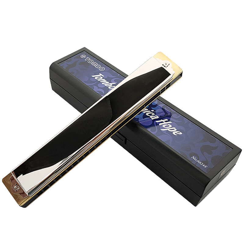 Tongbao Japanese 24-hole polyphonic harmonica in C key. Beginner entry for adult harmonica professional performance level students. 6624S C key - recommended for beginners.