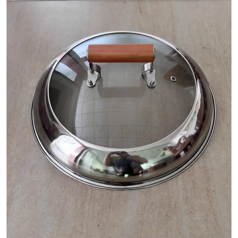 Saikoyou commercial large pot lid stainless steel stovetop pot lid large pot lid visible pot lid steam pot lid floor pot lid iron pot stew pot wooden handle combination lid 53cm