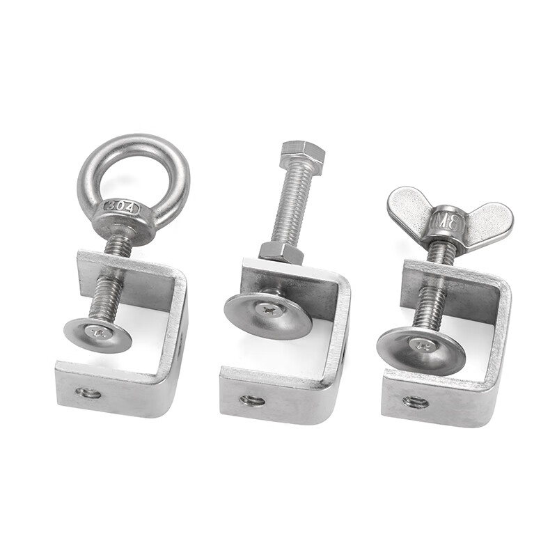Jinggong (JINGGONG) 304 stainless steel tiger clip buckle C-type U-shaped clamp steel pipe square clamp hand-tightening ring opening clamp opening 45 mm (304 external hexagon)