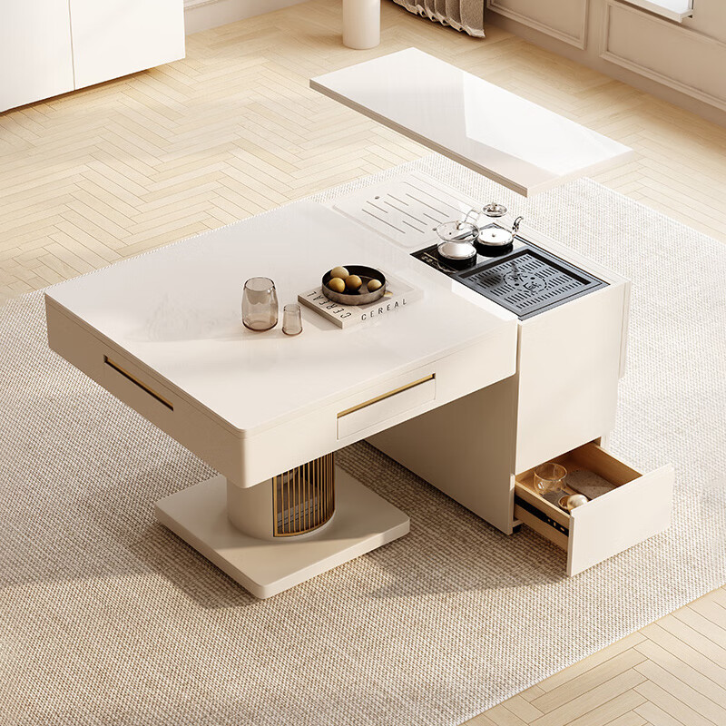 Yueting slate folding retractable dining table mahjong table machine tea table all-in-one dual-use household small apartment 2025 new folding mahjong table (storage model)