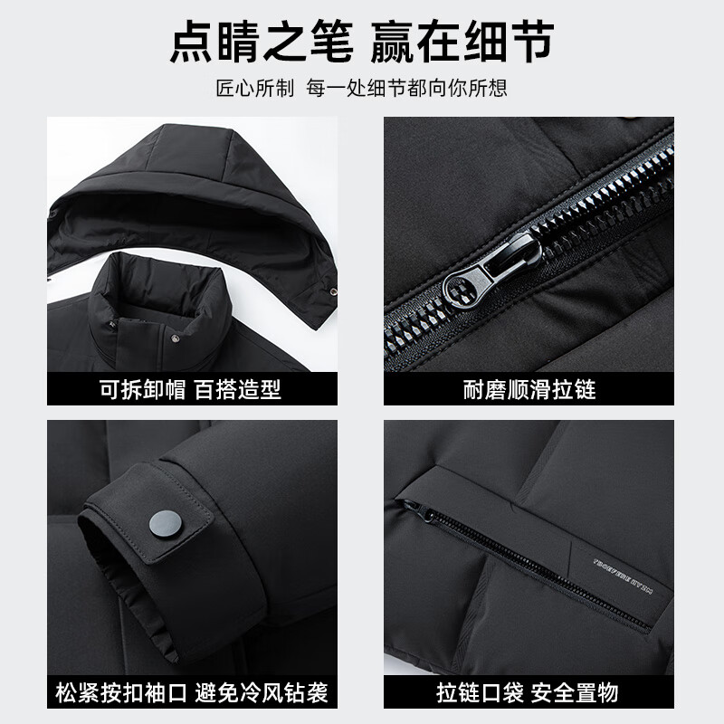 YAYA down jacket men's short detachable hood thick warm young and middle-aged winter business casual jacket Y05 navy 180