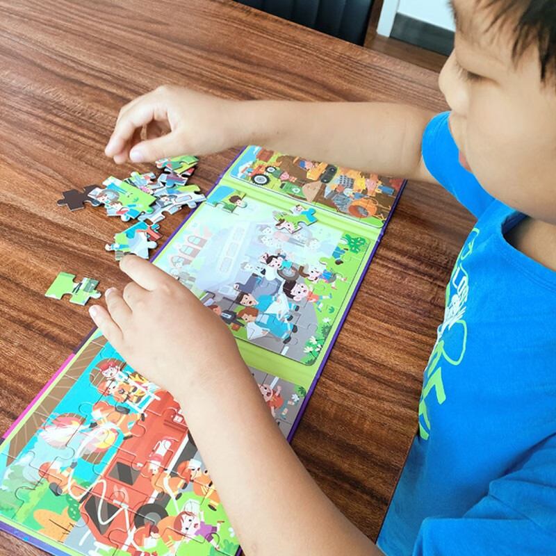 Rescue vehicle magnetic puzzle, educational advanced puzzle game, early education toys, children's hands-on left and right brain development, logical thinking concentration training, early education puzzle book, cartoon magnetic puzzle board gift for boys and girls