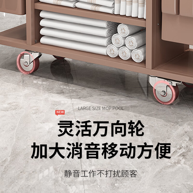 SHENFAN hotel linen cart, special work cart for guest rooms, hotel cleaning tool cart, small cleaning trolley, thickened bilateral 5-inch carpet wheels + side bags