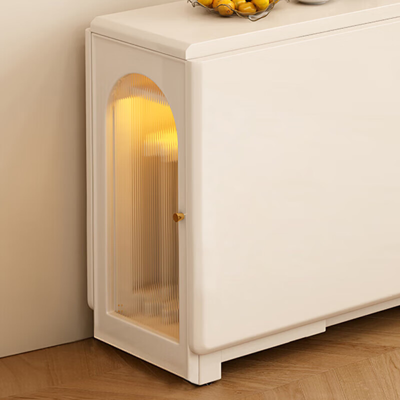 Jianxin solid wood folding dining table integrated home small apartment cream style retractable dining table white multi-functional dining table 812