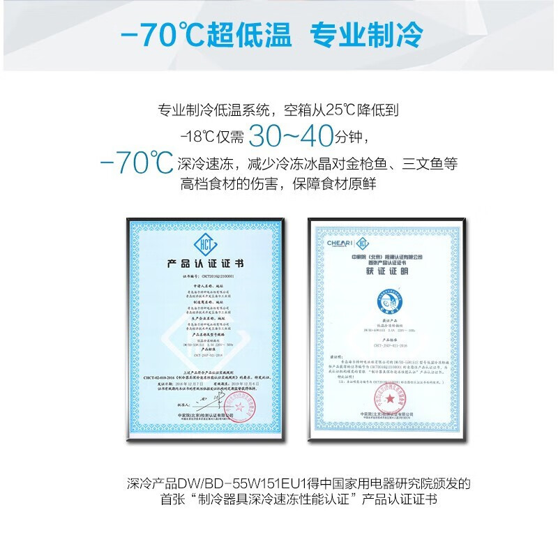 Haier ultra-low temperature freezer household subzero-60/70 degree commercial large-capacity tuna dedicated freezer seafood deep-freezing quick-freezing refrigerator freezer laboratory low-temperature freezer -65 degree frozen tuna DW-60W451EU1451L