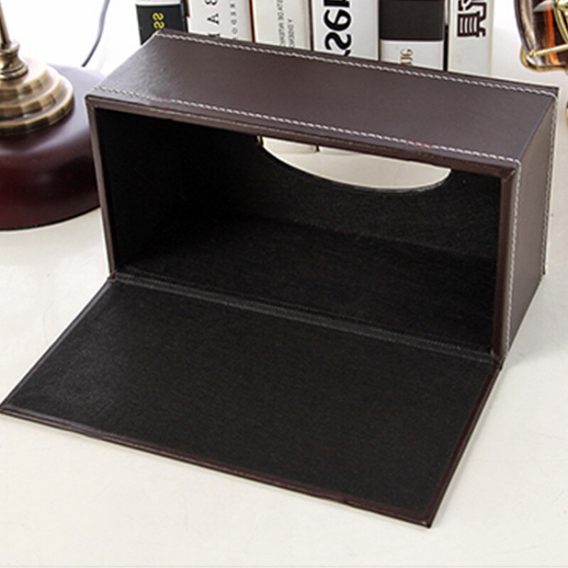 Paper drawer leather PU tissue box Creative tissue box European napkin storage box customized LOGO