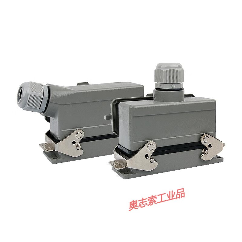 Heavy-duty connector 24-pin 16A side-out ejection high base with cover HE-024-5 rectangular industrial aviation plug 24-pin male