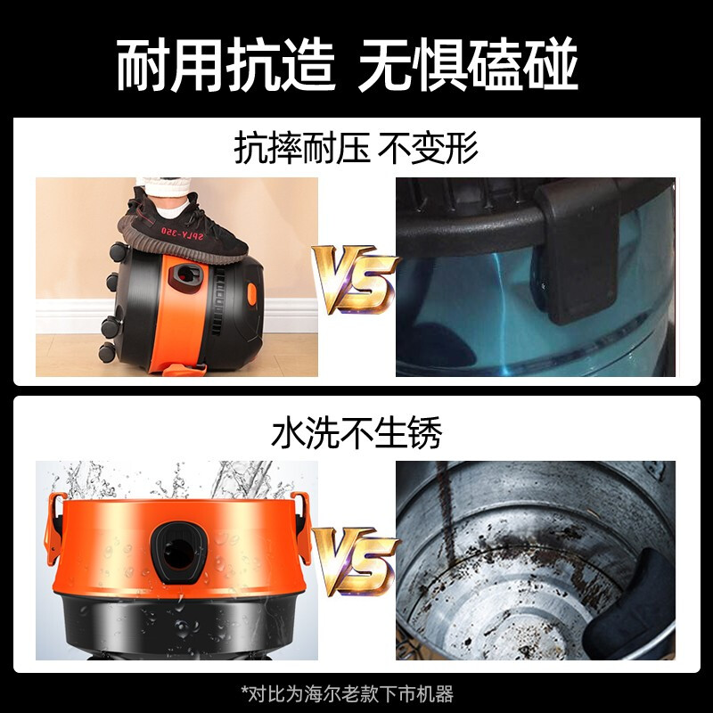 Haier bucket vacuum cleaner 15L large capacity dry and wet blowing multi-function household industrial land reclamation strong large suction blowing vacuum cleaner one-click automatic cord retraction HZ-T615 pro