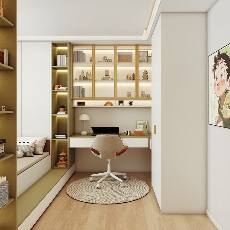 Sophia tatami bed customization small apartment study furniture storage bed wardrobe combination storage desk cabinet bookcase integrated custom gold