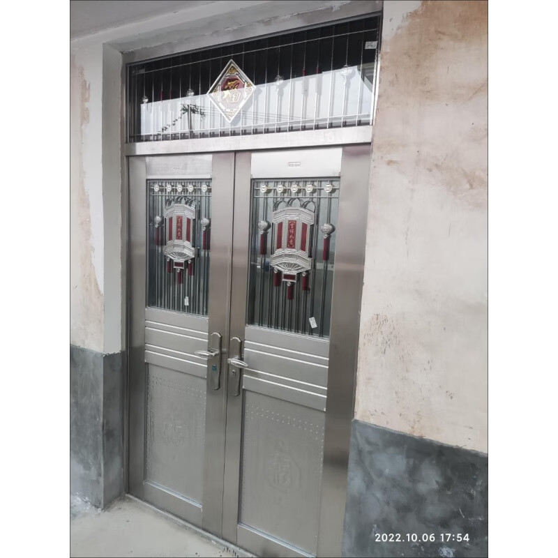 Qilicai customized 304 thickened stainless steel door double-open stainless steel security door entrance flat door villa door home door ordinary thickened stainless steel