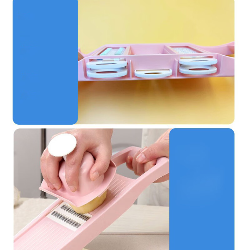 Special statement: Household multi-functional potato shredded knife, sliced, kitchen wiper, scraped, coarsely grated, garlic shredder, grater, 6-piece set, pink shredder