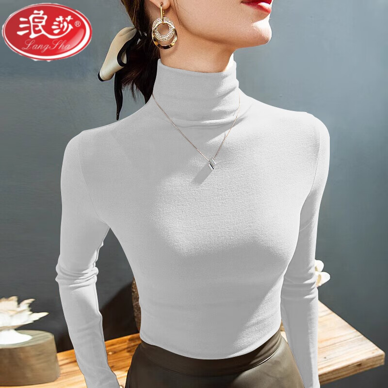 Langsha double-sided German velvet turtleneck bottoming shirt for women, autumn and winter new style, velvet and thickened outer wear, thermal underwear top, burgundy XL, suitable for 110-125 pounds