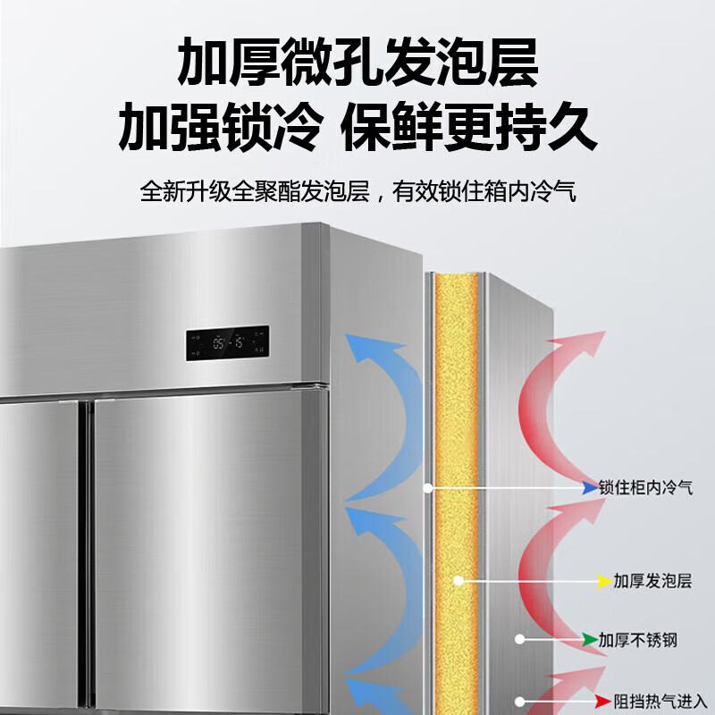 Haier Commercial Refrigerator Four Door Freezer Large Capacity Stainless Steel Upright Refrigerator Fresh Cabinet Freezer Quick Freezer Kitchen Hotel Back Kitchen Tall Refrigerator Upgraded Haichuan Model 201 High Precision Stainless Steel Four Door Fully Refrigerated