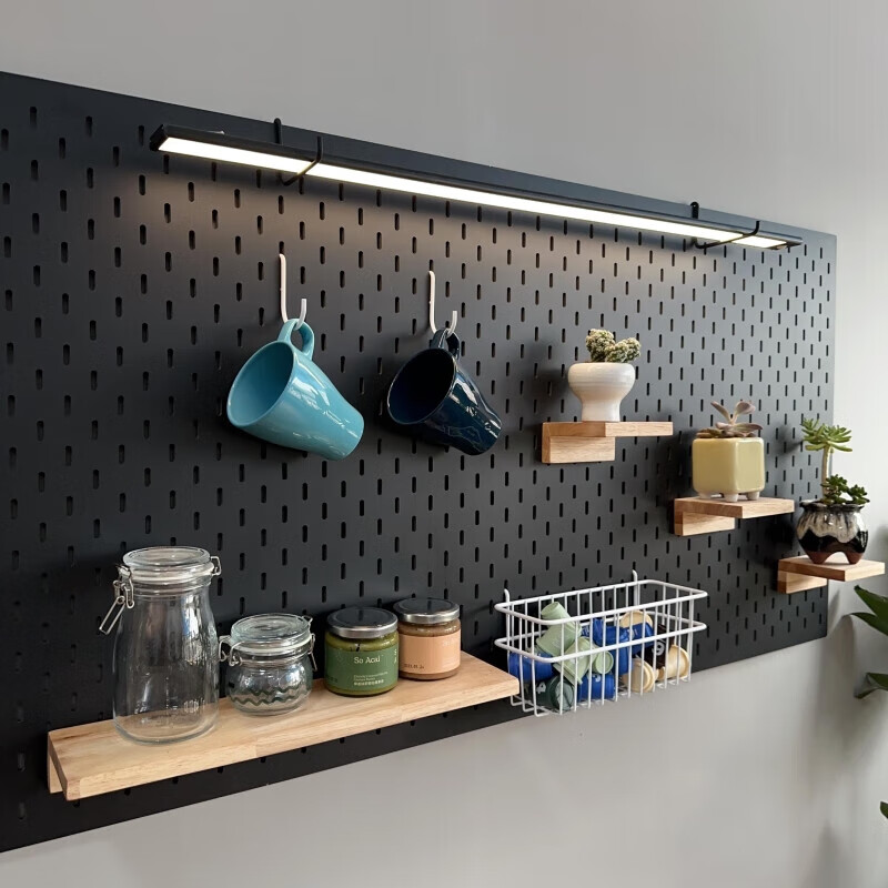 Perforated board custom accessories universal hanging board storage rack hook hanging basket storage box wall punch-free suitable for home black width 80CM height 49CM