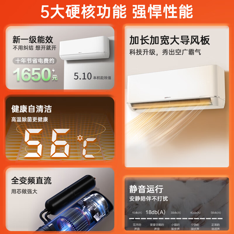 Mitsubishi Heavy Industries Air Conditioner Lingzhong Air Conditioner 1/1.5 HP Air Conditioner New Level 1 Energy Efficiency Power-saving Frequency Converter Home Dormitory Bedroom Wall-mounted Air Conditioner Heating and Cooling Hanger Large 1.5 HP Level 1 Energy Efficiency 35B1 Lingzhong