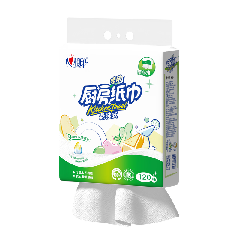 Xinxiangyin kitchen paper hanging paper 120 pumps * 1 lift 9 times oil-absorbing and water-locking food-grade kitchen paper