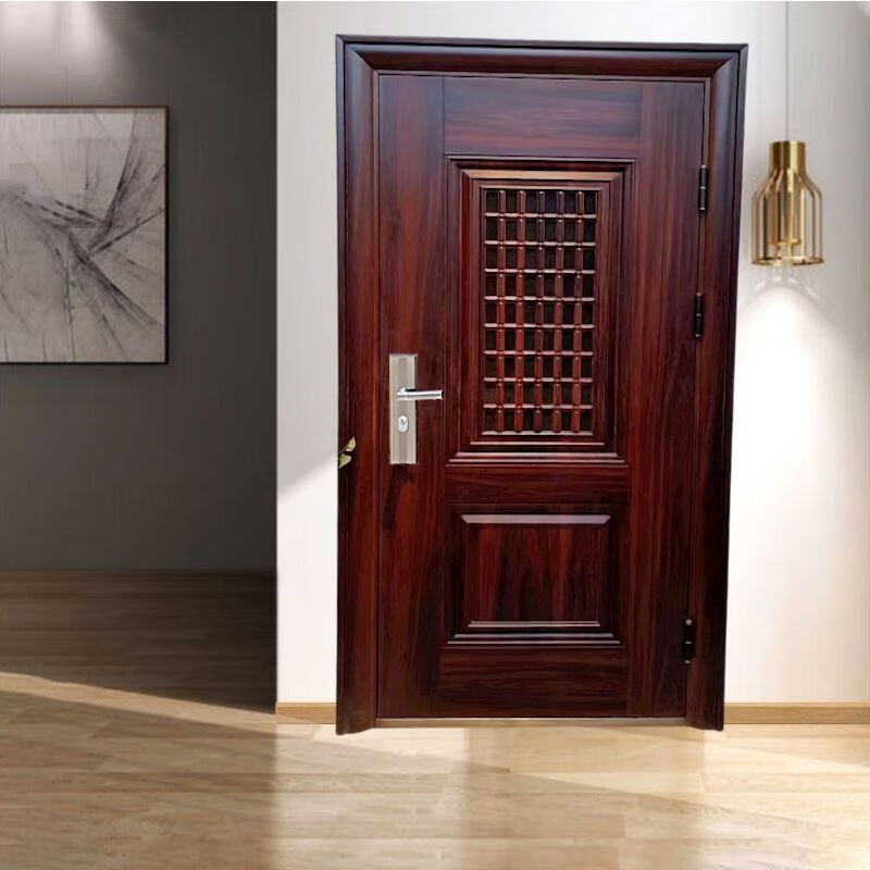 Qinkai door middle door anti-theft door outdoor ventilation door entry door breathable anti-theft door outer left red installation not included 1970*860 free expansion screws when placing an order