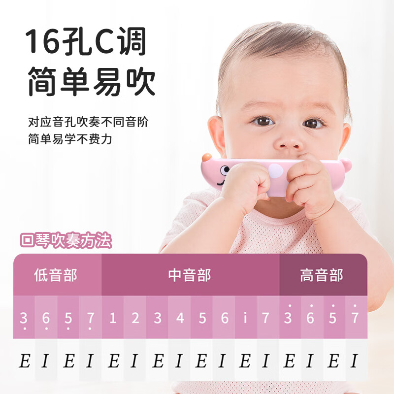 GUEIN harmonica for children 0-3 years old toy baby infant special musical instrument small horn can whistle for beginners easy to learn Locke yellow sound quality is improved, light and resistant to falling