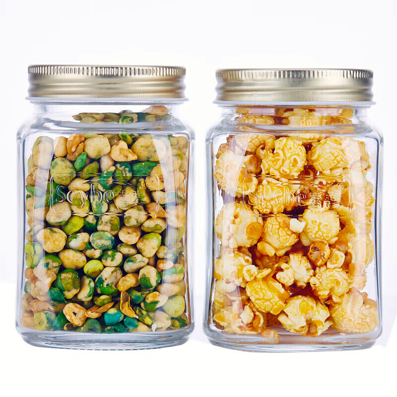 Scybe glass sealed jar can bottle storage jar honey bottle jam bottle bird's nest bottle Mog 500ml 4 pieces