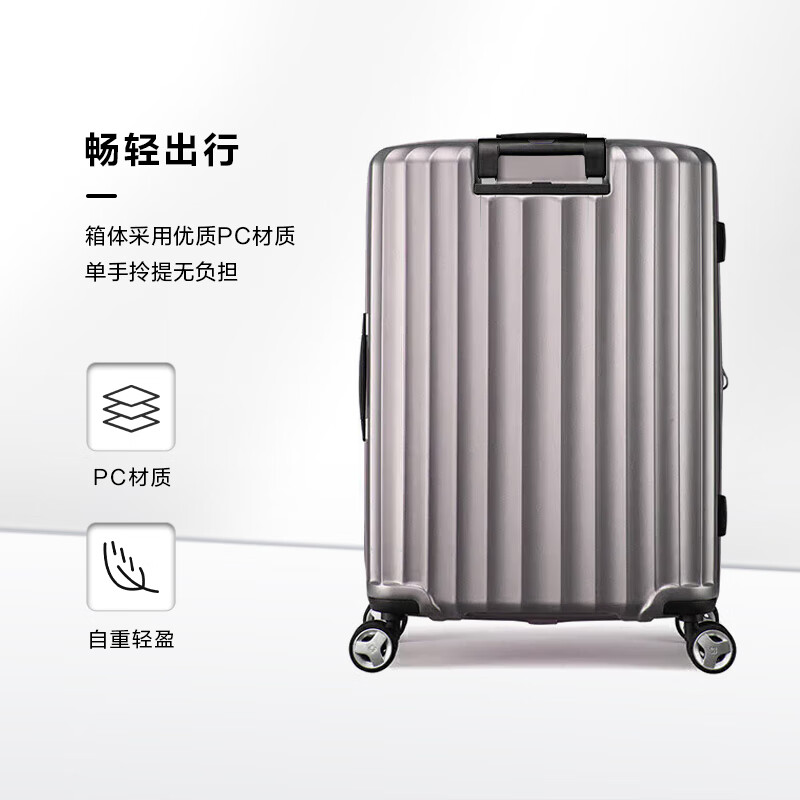 Samsonite Luggage 20-inch Trolley Case Fashionable Vertical Stripe Travel Bag Latte Coffee GU9 Password Carry-on Case