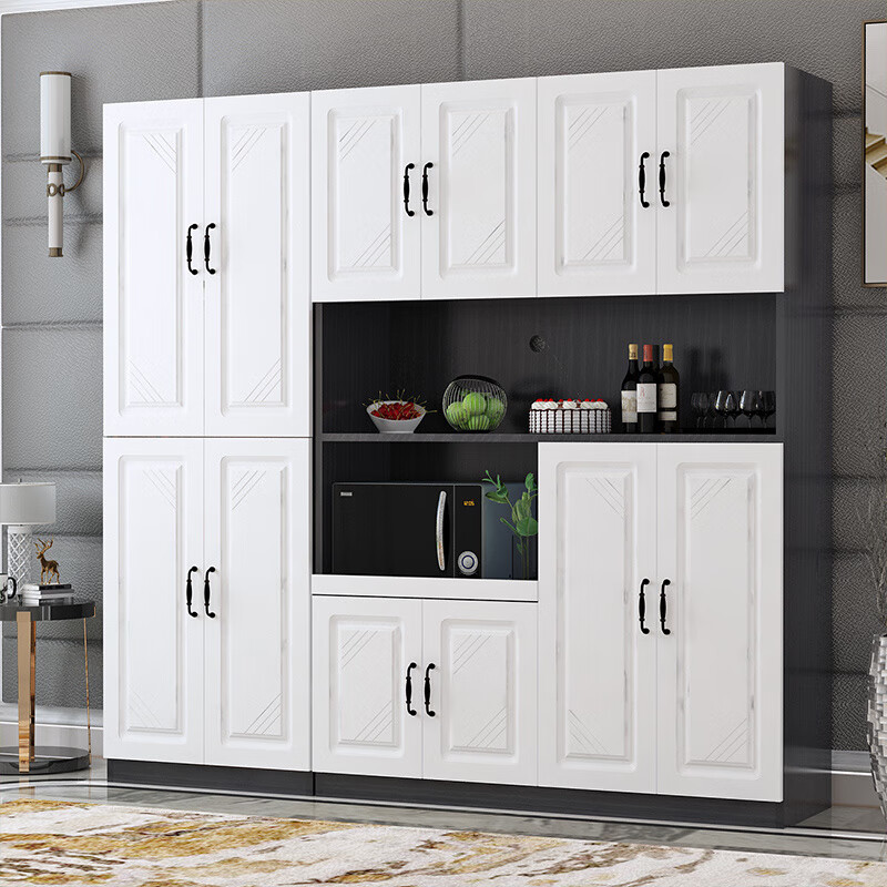 Pupan European sideboard multifunctional kitchen cupboard wine cabinet living room wall integrated cabinet storage cabinet storage cabinet E style warm white 120+ European door