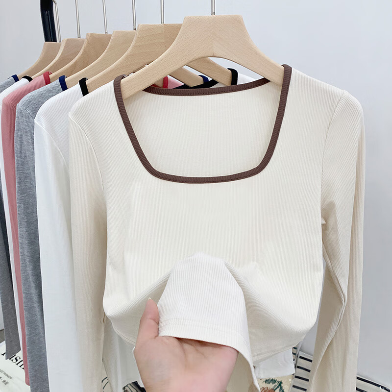 Yu Zhaolin long-sleeved T-shirt women's 2025 spring new style French slim inner layering shirt slim fit top