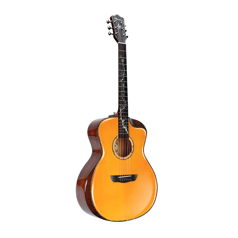 Minsine M series all-veneer folk acoustic guitar, advanced guitar 41 inches for boys and girls, M7F yellow