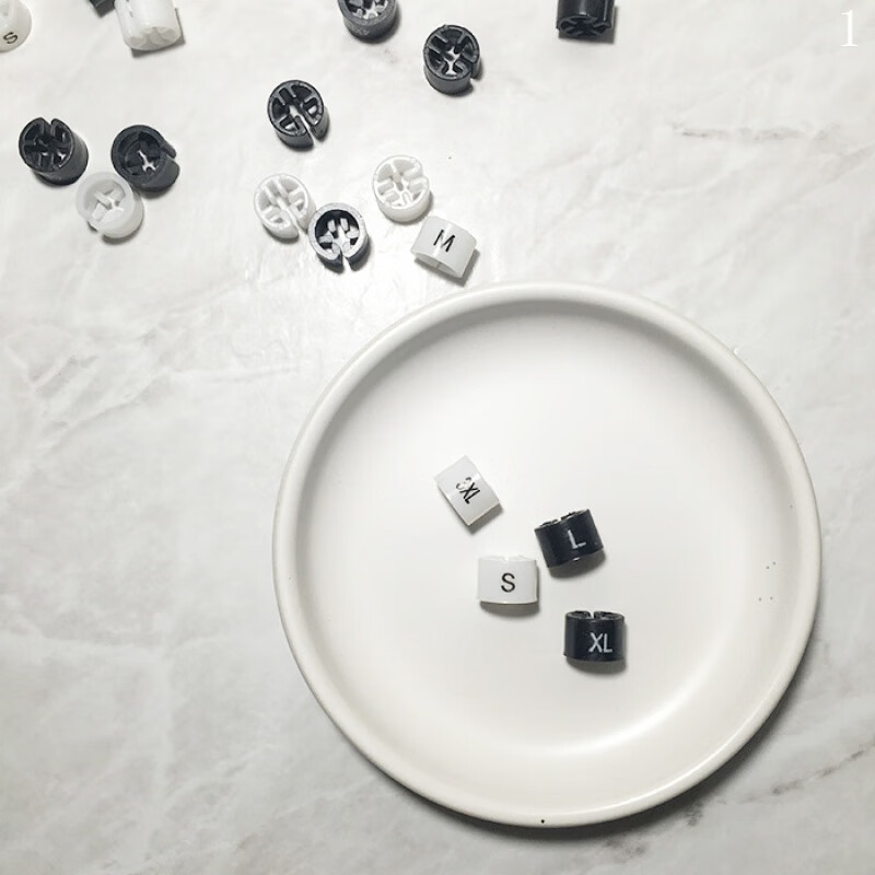 Yuruo plastic size ring round four-tooth letter size mark hanger buckle black and white size buckle official standard black 2XS