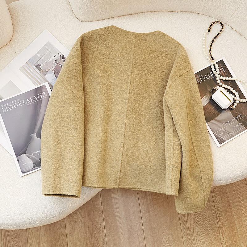 Shechi 2025 winter new women's new Chinese style single-breasted loose style sheep wool double-sided woolen coat