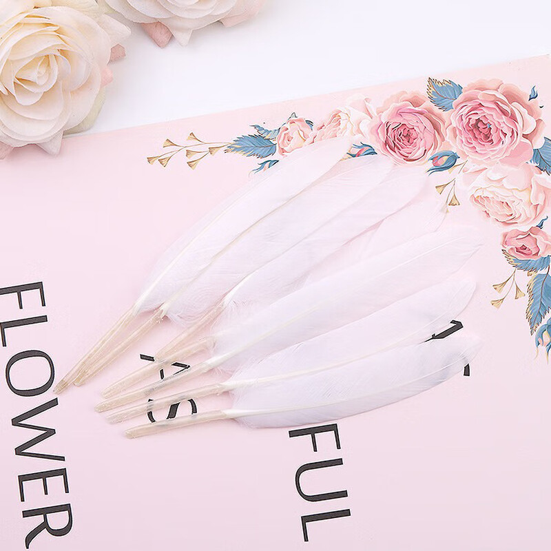 Kunsui children's handmade color knife straight feather DIY color feather material kindergarten handmade feather festival decoration knife white feather 50 pieces