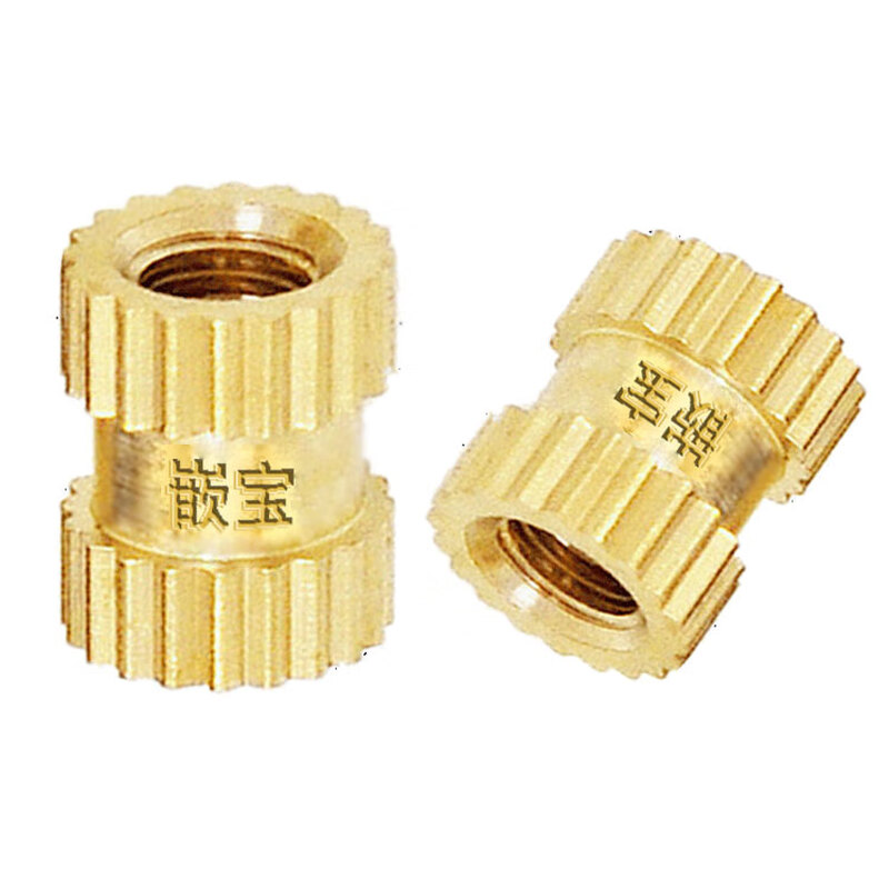 Huili copper nut M4 knurled double-pass inlaid press-in buried environmental protection worker Wangzi inlaid cold-pressed hot-pressed injection molding GB809 M4*5*3 (100 pcs) through holes