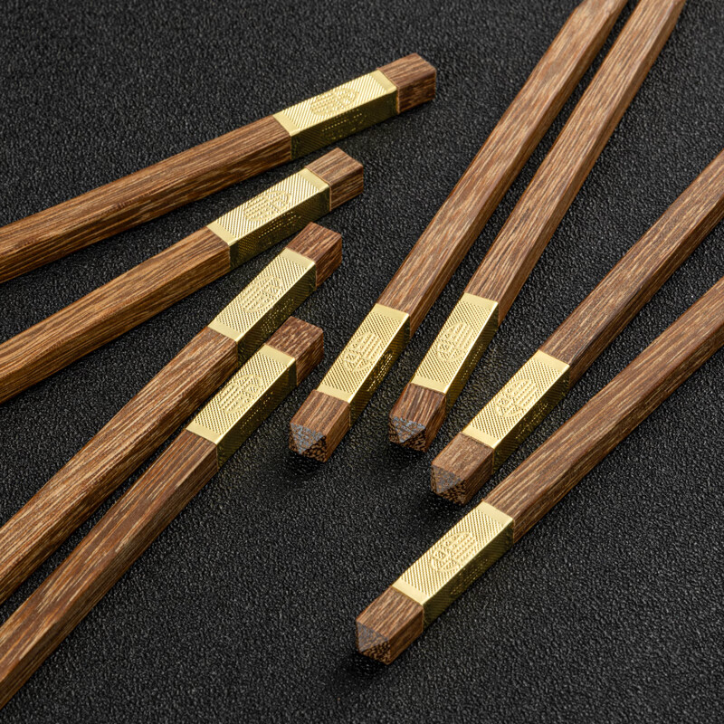 Thousand-year-old lovewood chicken wing wood Chinese chopsticks with golden blessing no paint and no wax household chopsticks gift box 10 pairs KZ0279