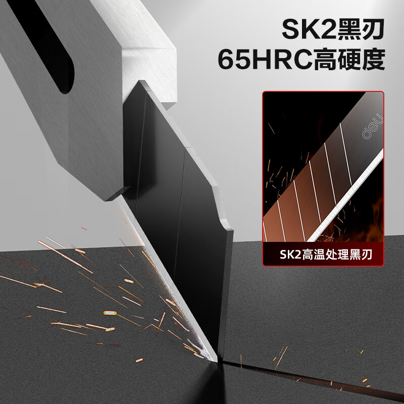 Deli stainless steel household utility knife with scale, heavy-duty thickened wallpaper knife, express box opening knife, new 7-in-1 set