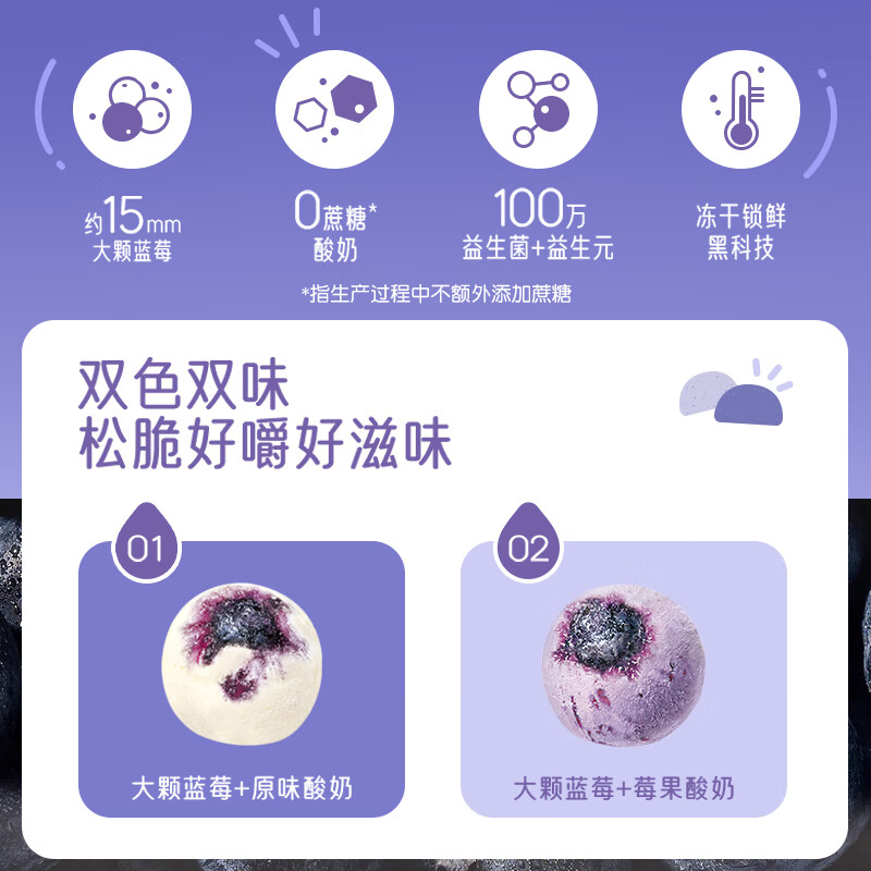 Grandpa's Farm Whole Blueberry Probiotic Yogurt Crispy Baby Snacks 0 Added Sucrose Yogurt Added Probiotics 25g