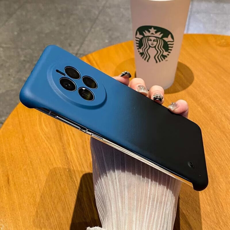 Suitable for skin-feel gradient color borderless mate60pro mobile phone case mate50 new half pack p60pro women's p50 creative nova blue + black skin-feel two-color borderless Honor Magic5 Ultimate Edition