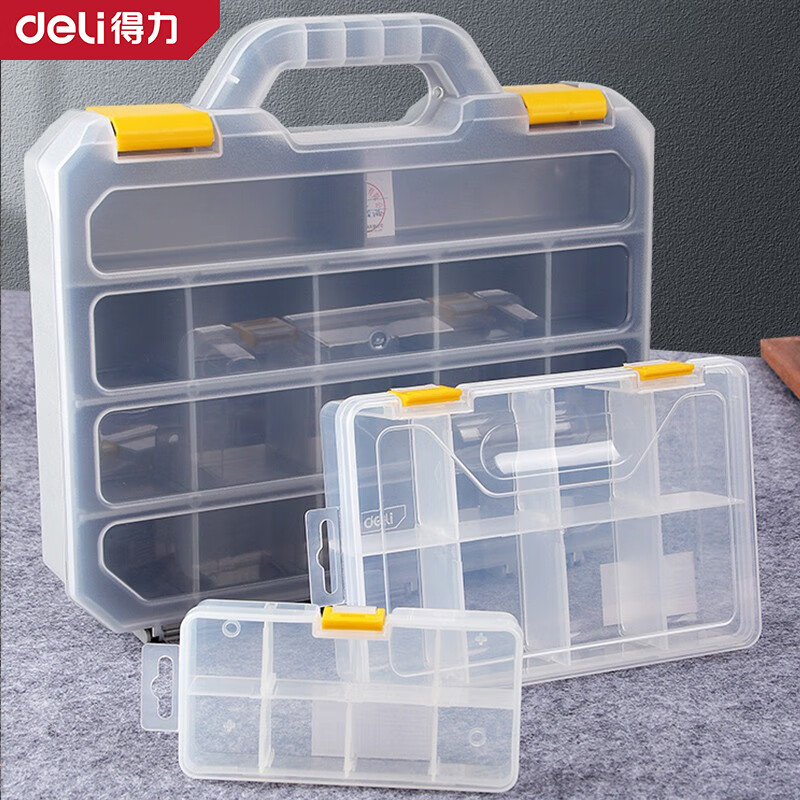 Deli parts box plastic box removable tool box storage box electronic component box tool box combined screw box storage box 315x280x60mm parts box DL432003