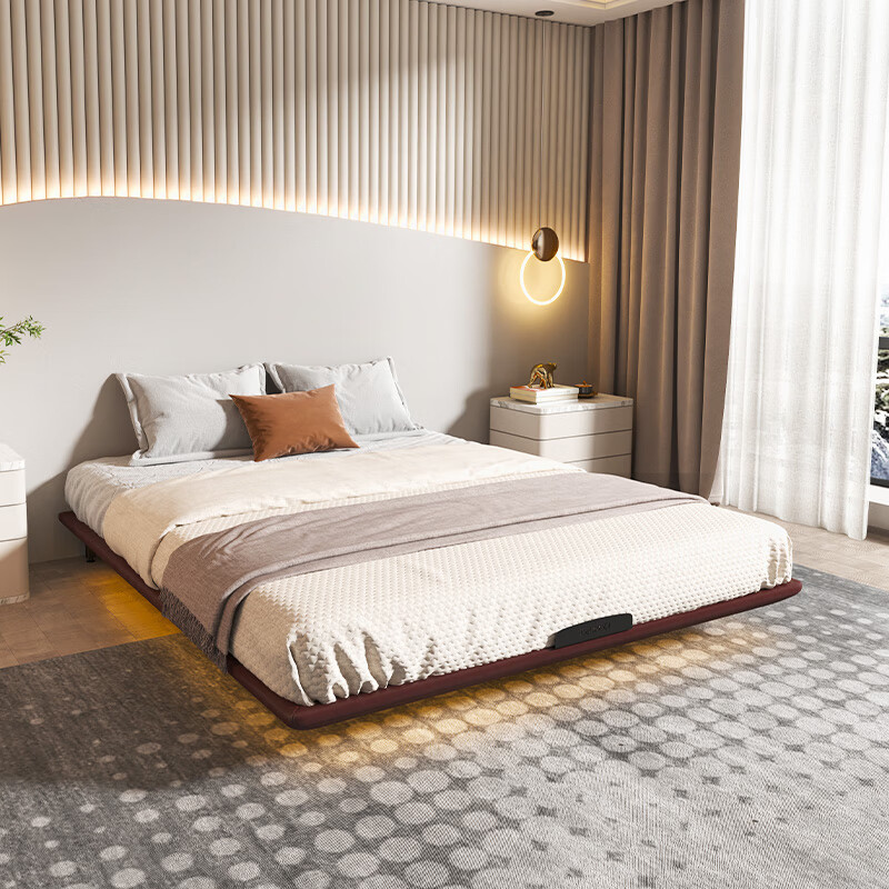 Mousse (de RUCCI) double bed suspended bed creative no bedside technology cloth bed bedroom bed 1.8*2 meters