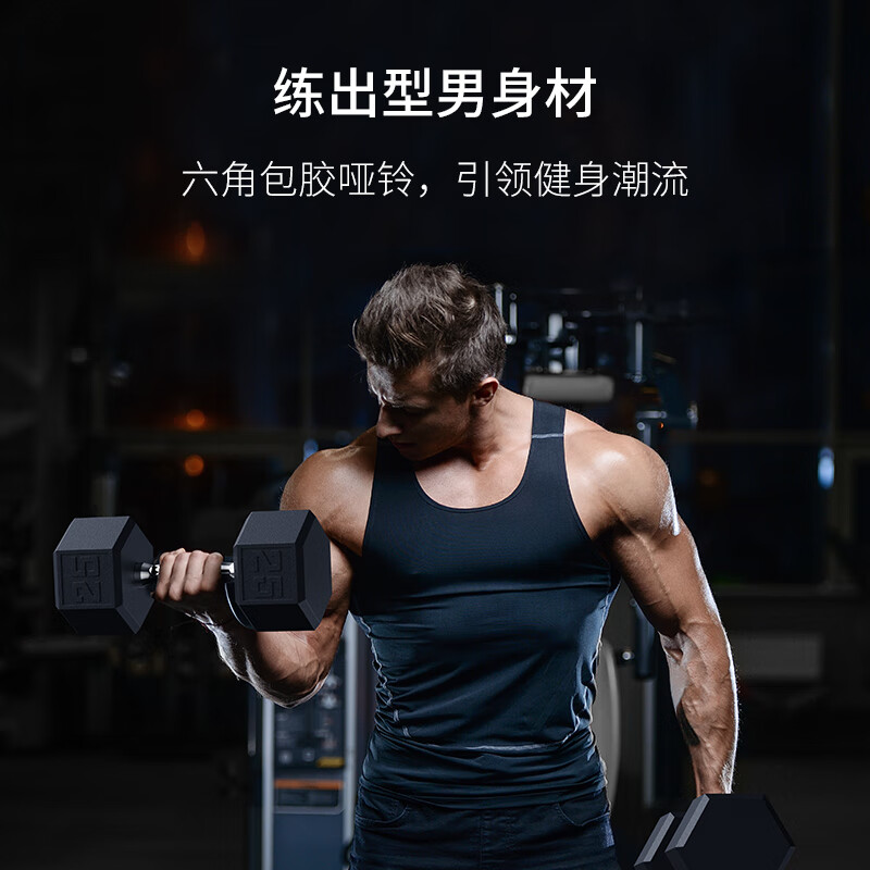 PROIRON rubber-coated dumbbells for men's home fitness hexagonal environmentally friendly odorless dumbbell set 15 pounds * 1 pair