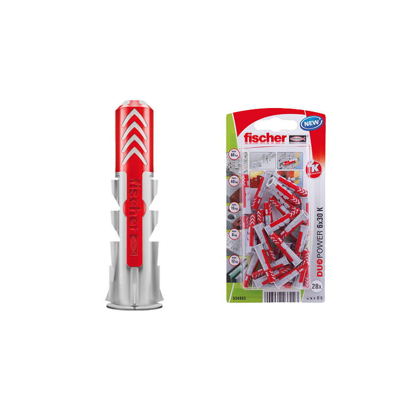 Fischer German original imported expansion screw Duopower universal hollow wall gypsum board foam brick special card installation 8X65+5x80 original nail 4 sets/card 537664