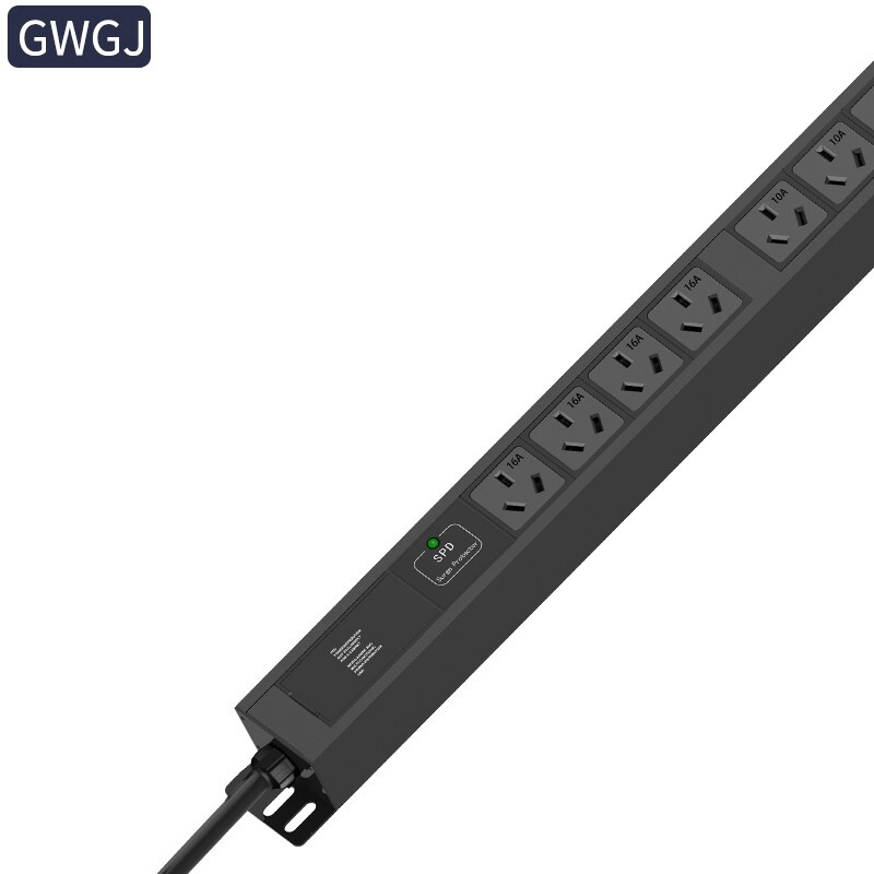 GWGJ 0U vertical installation aluminum alloy cabinet socket vertical installation power strip power strip power indicator light customized production 32A input output 4 digits 16A + 12 digits 10A