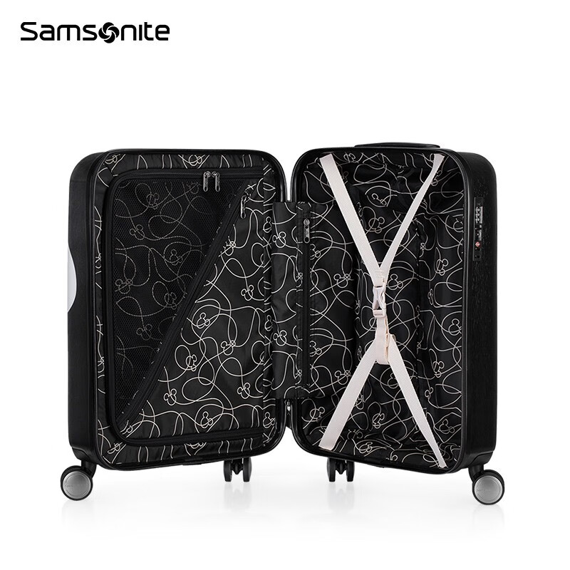Samsonite Disney Mickey and Minnie co-branded luggage large-capacity travel check-in trolley case wear-resistant and scratch-resistant AF9 new-black 20 inches
