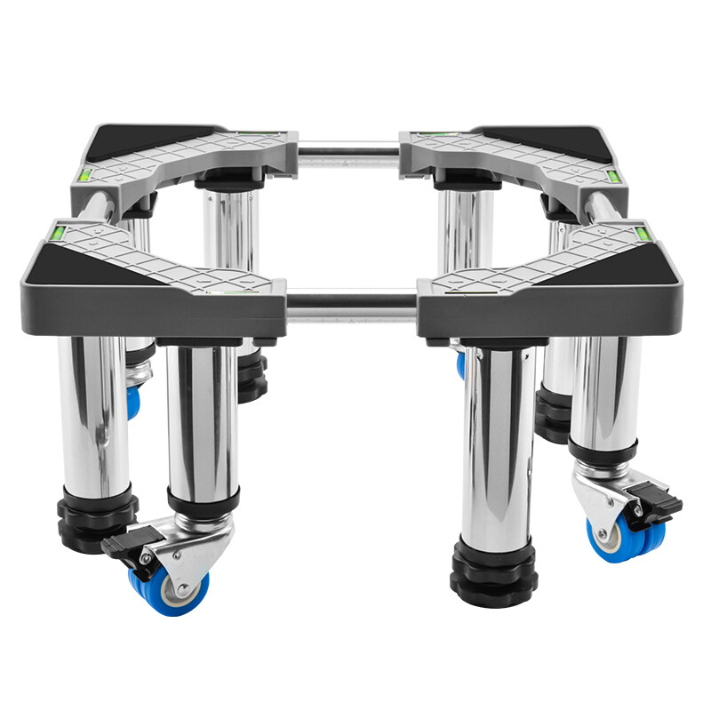 Washing machine base stainless steel heightened mobile tripod automatic drum adjustable stand refrigerator ice machine stand 4 feet (total shelf height 29-32cm) gray 25 round tube G25