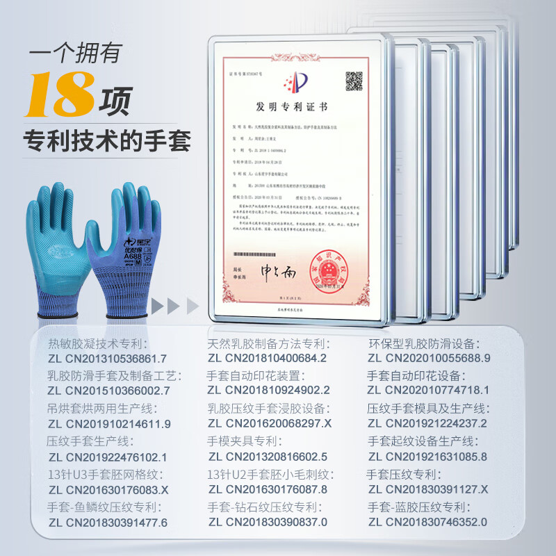 Xingyu dipped labor protection gloves, excellent anti-slip and wear-resistant rubber, construction site work, construction work protection 12 pairs/pack M medium size A688 genuine licensed goods