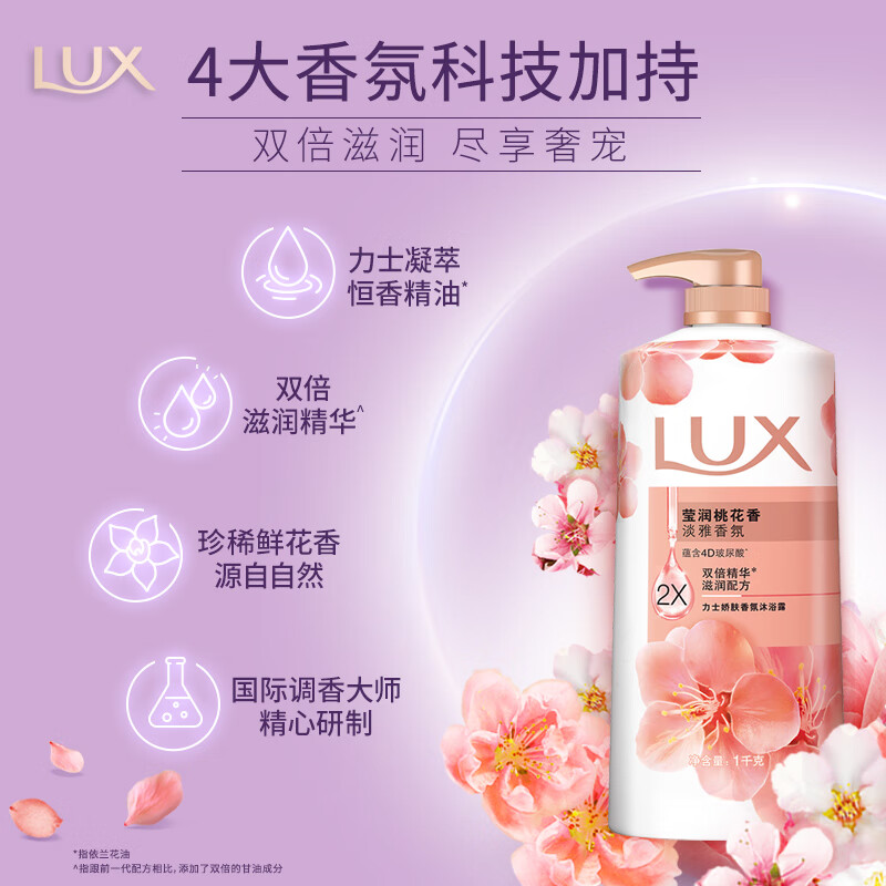 Lux (LUX) Shower Gel, Peach Blossom Fragrance, Elegant Fragrance, Skin Fragrance Shower Gel 1000g, Fragrance