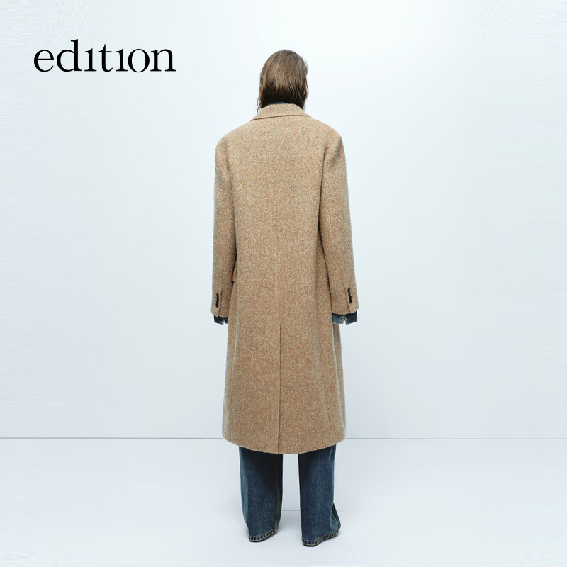 Edition Gao Yuanyuan's same style cloud wool long tweed alpaca coat, camel brown S 160